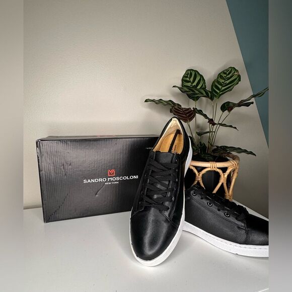 Sandro Moscoloni Other - NEW Sandro Moscoloni M180 Black Leather Low-Top Sneakers Men’s Size 11D Brazil